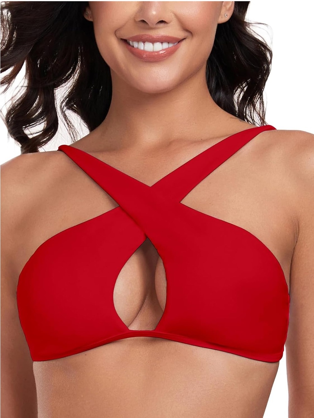 NWT RELLECIGA Red Halter Bikini Top - XL